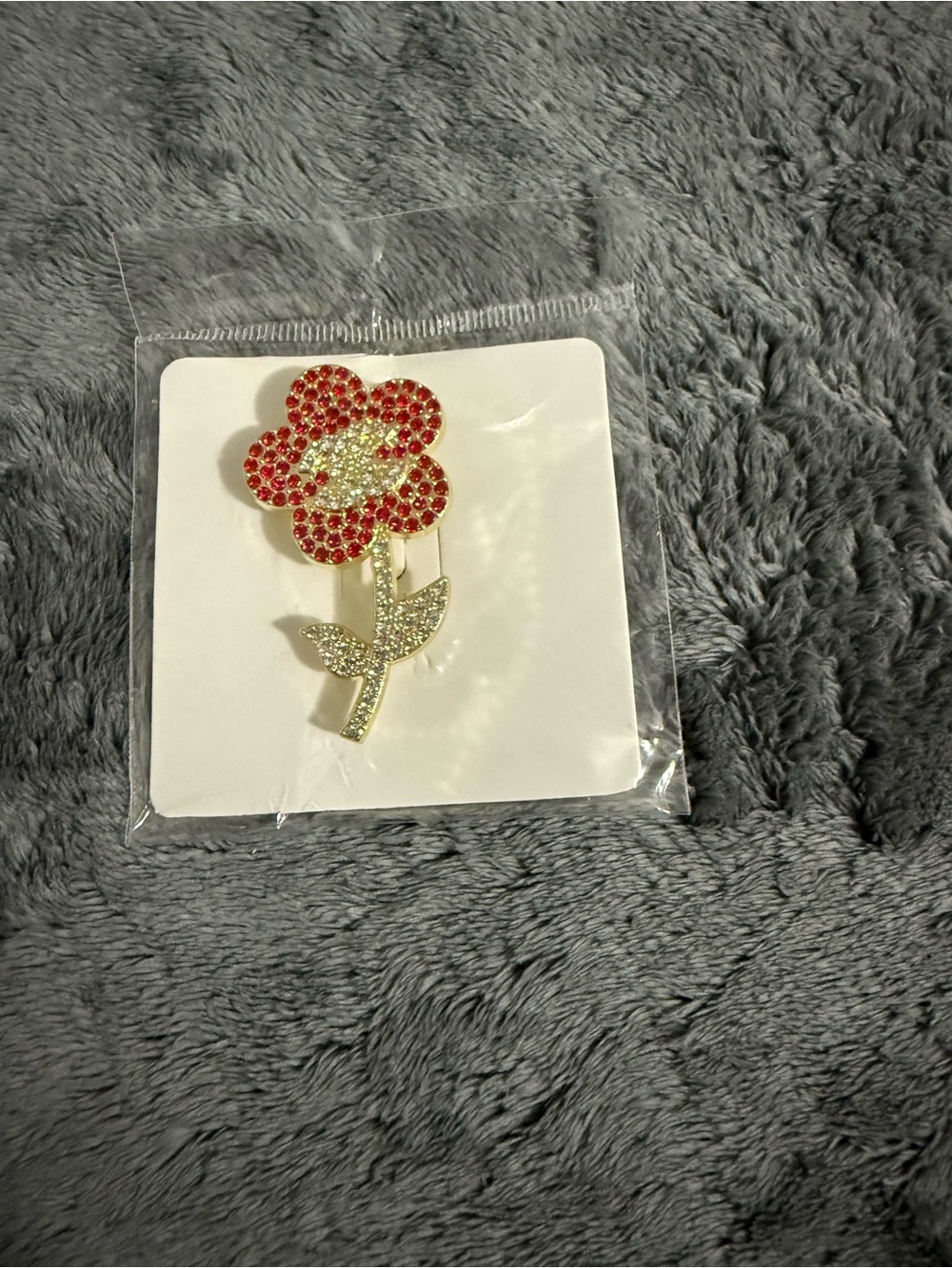 Red Crystal Flower Brooch Pin - Elegant Women Jewelry